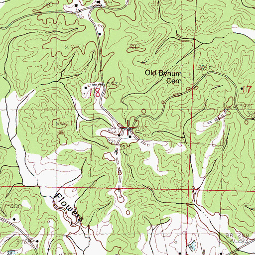 Topographic Map of Bynums Creek (historical), MS