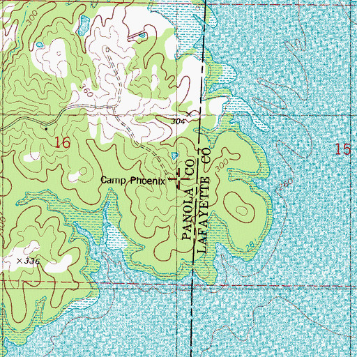 Topographic Map of Camp Phoenix, MS