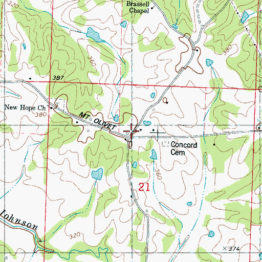 Topographic Map of Central Agency (historical), MS