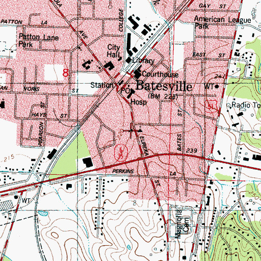 Topographic Map of Church of Christ, MS