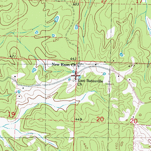 Topographic Map of East Batesville Church, MS