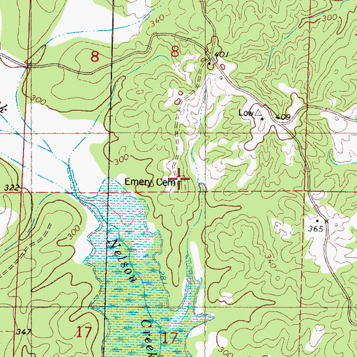 Topographic Map of Emery Cemetery, MS