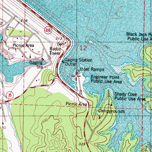 Topographic Map of Engineer Point Public Use Area, MS