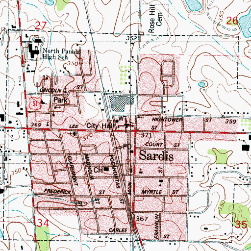 Topographic Map of First Baptist Church, MS