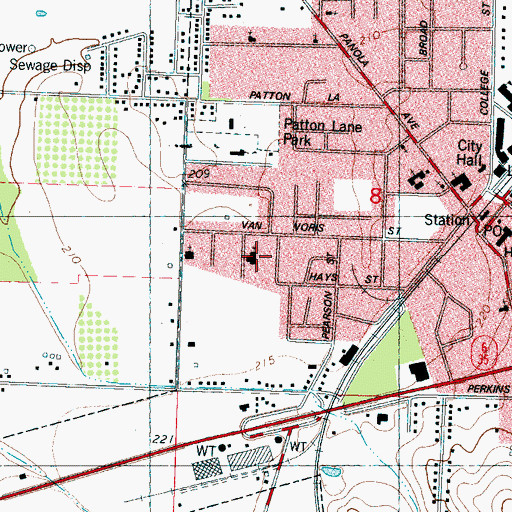 Topographic Map of First United Pentecostal Church Revival Center, MS