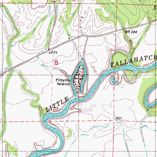 Topographic Map of Floyds Island, MS