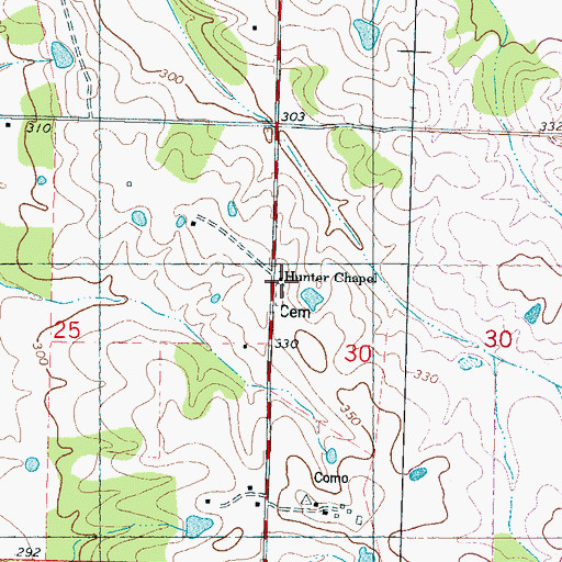 Topographic Map of Hunter Chapel, MS