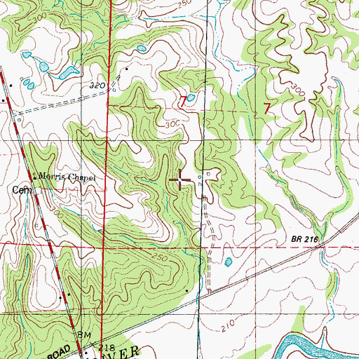 Topographic Map of Jonathans Bluff, MS