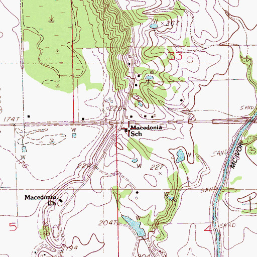 Topographic Map of Macedonia School, MS
