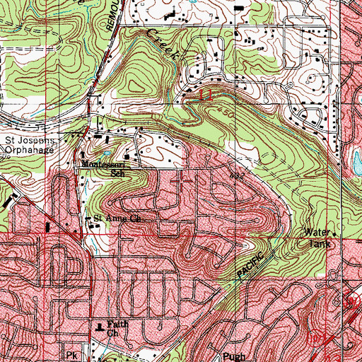 Topographic Map of Tanglewood, AR
