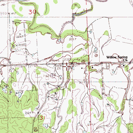 Topographic Map of Pleasant Grove School (historical), MS