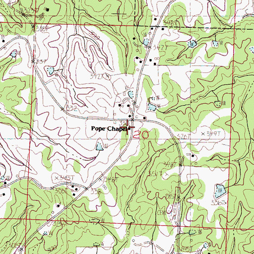 Topographic Map of Pope Chapel, MS