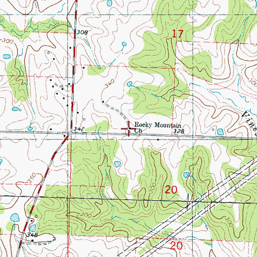 Topographic Map of Rocky Mountain Church, MS