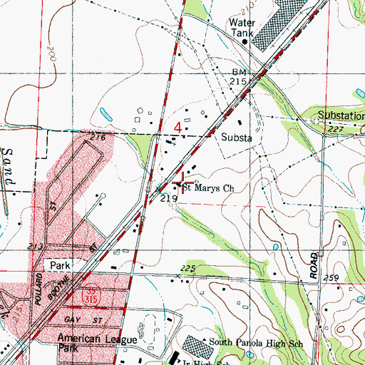 Topographic Map of Saint Marys Church, MS