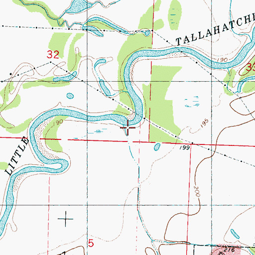 Topographic Map of Sand Creek, MS