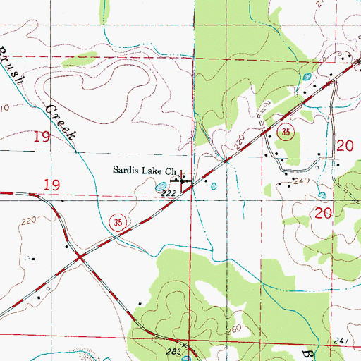 Topographic Map of Sardis Lake Church, MS