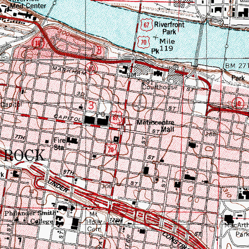Topographic Map of Temple Bnai Israel (historical), AR