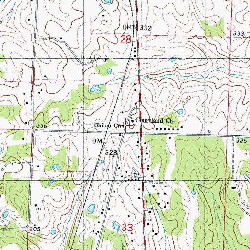 Topographic Map of Shiloh Church, MS