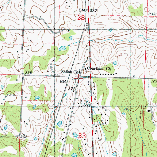 Topographic Map of Southside Church (historical), MS