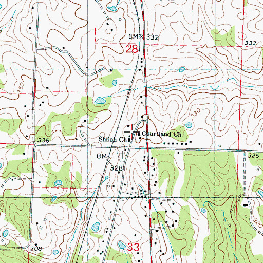 Topographic Map of Southside School (historical), MS