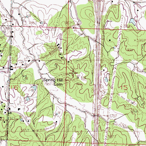 Topographic Map of Spring Hill Church (historical), MS