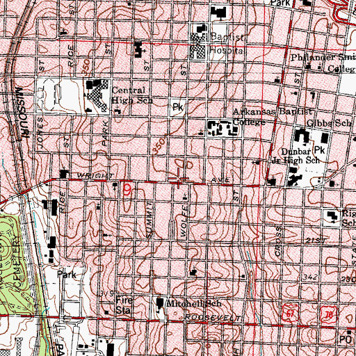 Topographic Map of Temple of Deliverance, AR