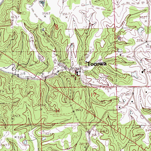 Topographic Map of Tocowa, MS