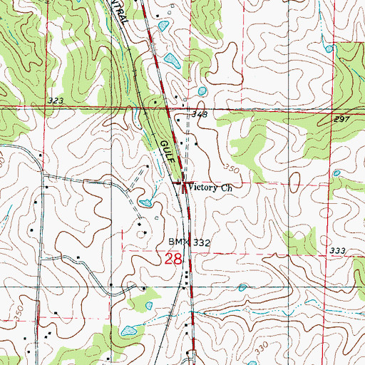 Topographic Map of Victory Church, MS