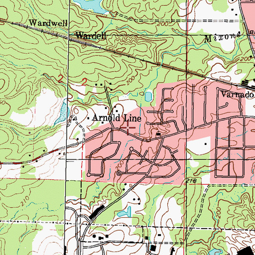 Topographic Map of Arnold Line School (historical), MS