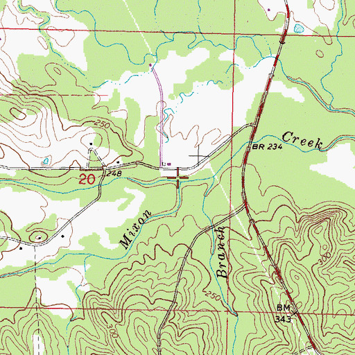 Topographic Map of Beaverdam Creek, MS