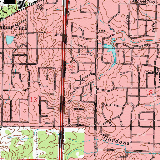 Topographic Map of Berkshire Hills, MS