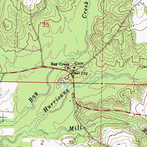 Topographic Map of Burnt School (historical), MS