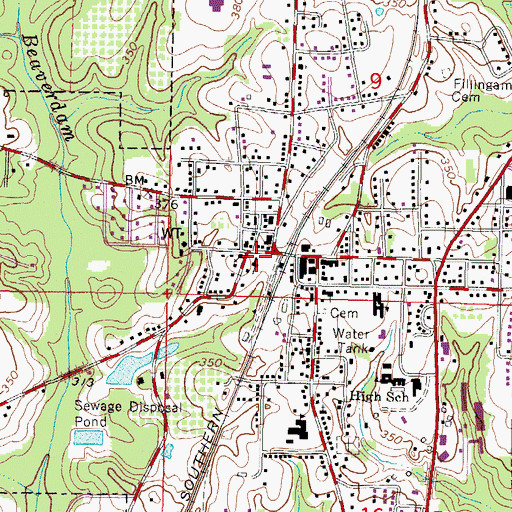 Topographic Map of First Baptist Church, MS