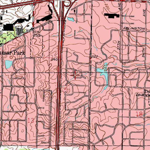Topographic Map of Kensington Woods, MS