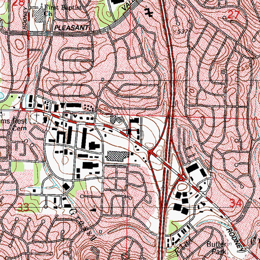 Topographic Map of The Trellis Square Shopping Center, AR