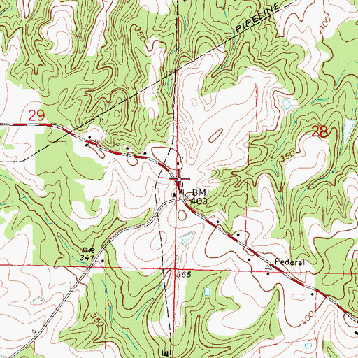 Topographic Map of Midway School (historical), MS