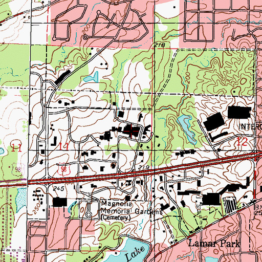 Topographic Map of Merit Health Wesley Hospital, MS