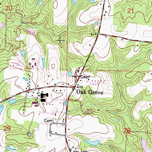 Topographic Map of Oak Grove Church, MS