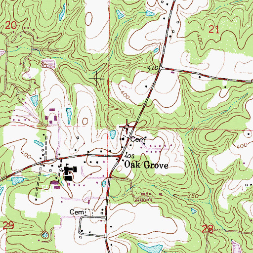 Topographic Map of Oak Grove United Methodist Church, MS