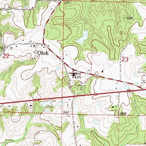 Topographic Map of Oloh Baptist Church, MS