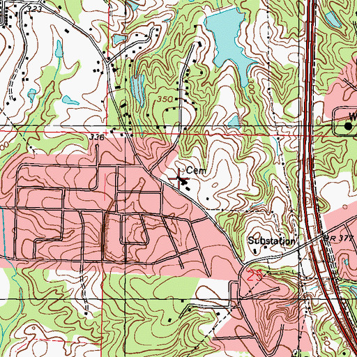 Topographic Map of Richburg Baptist Church, MS