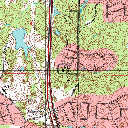 Topographic Map of Shadow Wood, MS