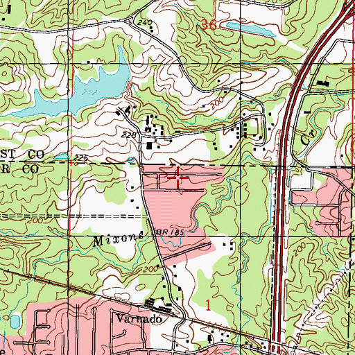 Topographic Map of West Hills, MS