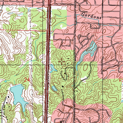 Topographic Map of Westgate, MS