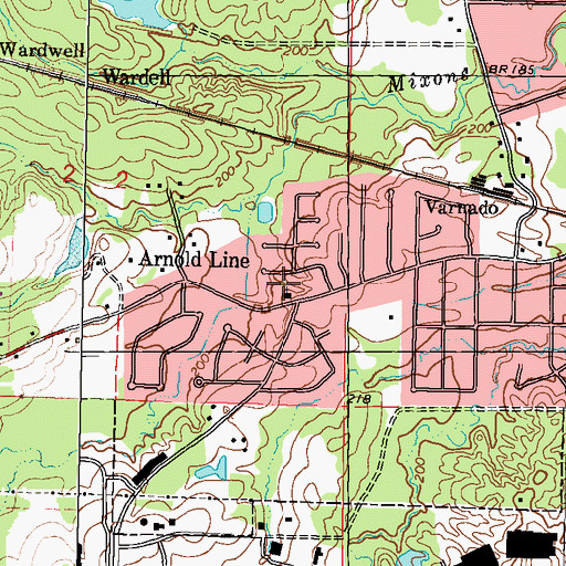 Topographic Map of Westover Baptist Church, MS