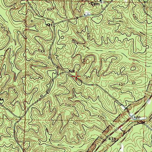 Topographic Map of Blaine Store (historical), MS
