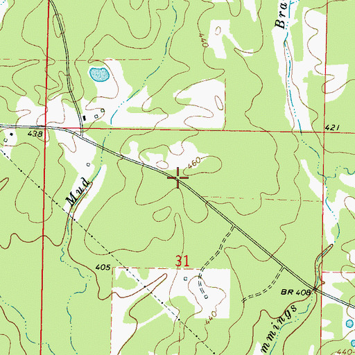 Topographic Map of Center Ridge School (historical), MS