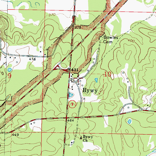 Topographic Map of Pilgrims Rest Church, MS