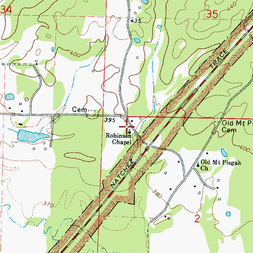 Topographic Map of Robinson Chapel School (historical), MS