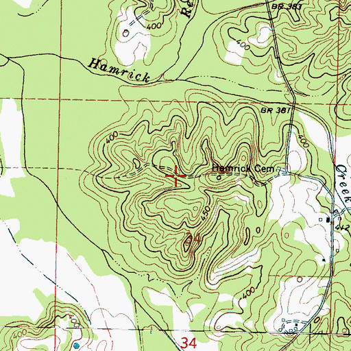 Topographic Map of Watsons Store (historical), MS